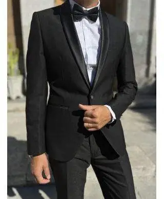 Smoking nero, elegante - Tessuto operato