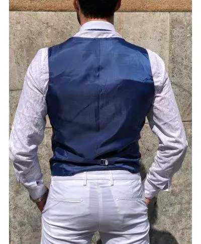Panciotto uomo blue - Sottogiacca elegante con pochette