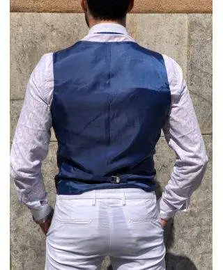 Panciotto uomo blue - Sottogiacca elegante con pochette