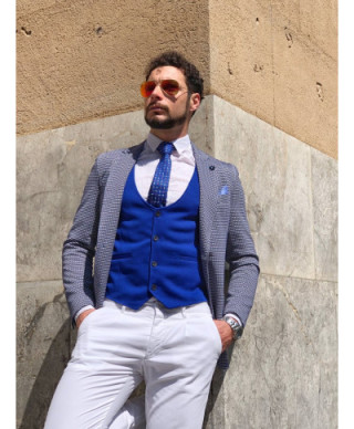 Panciotto uomo blue - Sottogiacca elegante con pochette