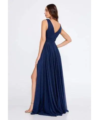 Vestito elegante da cerimonia - Blu - Con spacco
