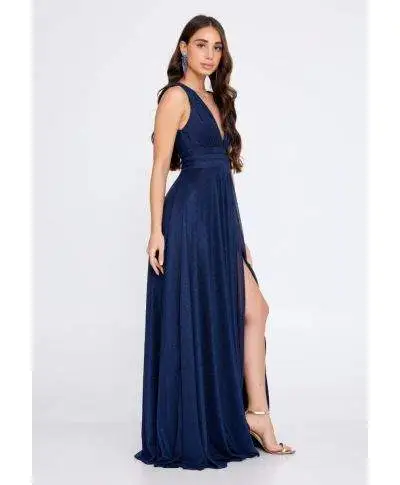 Vestito elegante da cerimonia - Blu - Con spacco