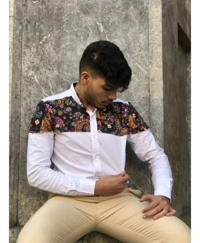 Camicia uomo slim fit - Camicie blu - Camicia floreale