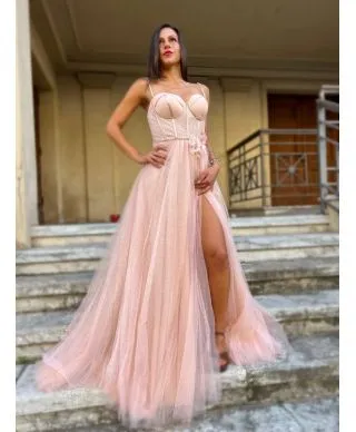 Vestito elegante - Rosa - Con spacco - Fata
