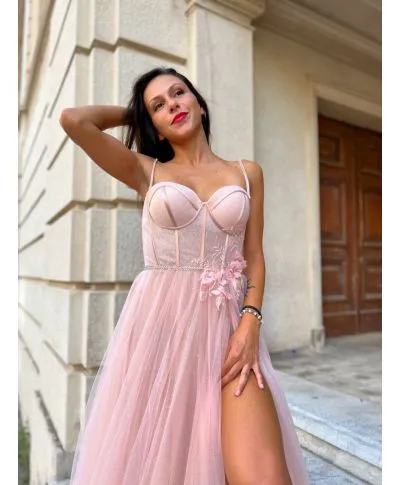 Vestito elegante - Rosa - Con spacco - Fata