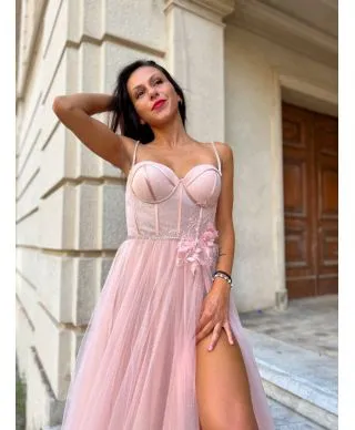 Vestito elegante - Rosa - Con spacco - Fata