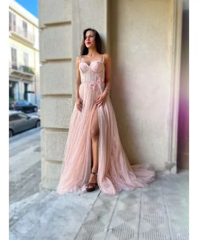 Vestito elegante - Rosa - Con spacco - Fata