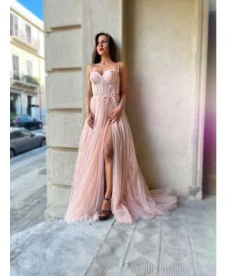Vestito elegante - Rosa - Con spacco - Fata