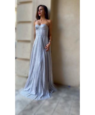 Vestito elegante da cerimonia - Blu - Con spacco