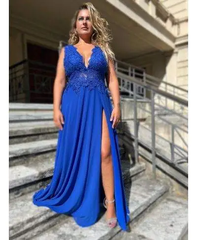 Vestito elegante da cerimonia - Cobalto - Tagllie curvy