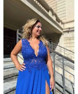 Vestito elegante da cerimonia - Cobalto - Tagllie curvy