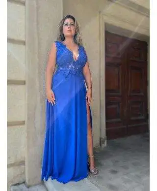 Vestito elegante da cerimonia - Cobalto - Tagllie curvy