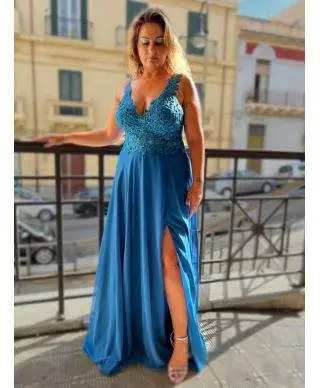 Abito da cerimonia - Taglie comode - Blu petrolio