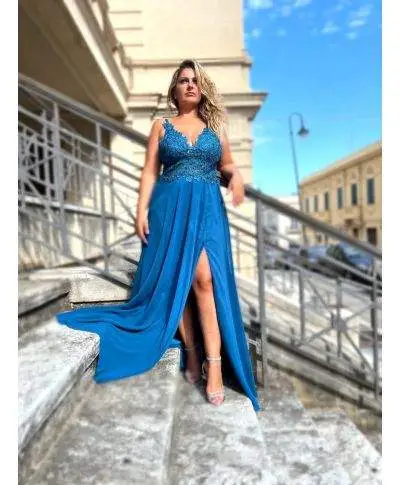 Abito da cerimonia - Taglie comode - Blu petrolio
