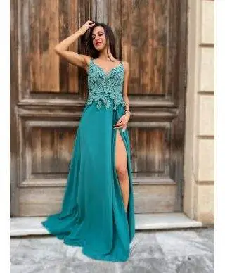 Abito da cerimonia - Verde - Con spacco