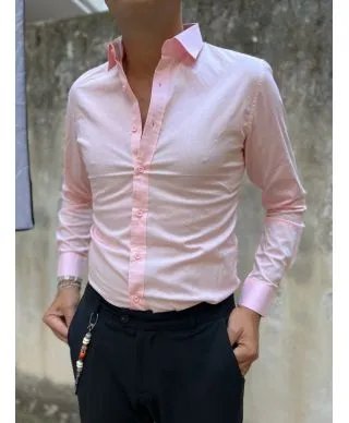Camicia uomo, slim - Rosa - Collo classico