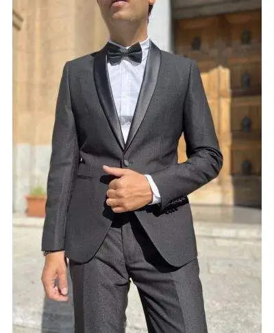 Smoking nero, elegante - Tessuto liscio