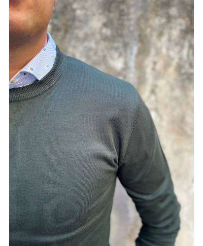 Maglione uomo - Verde - Girocollo - Key Jey