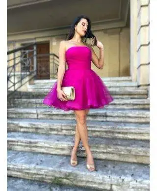 Vestito corto fuxia - In tulle