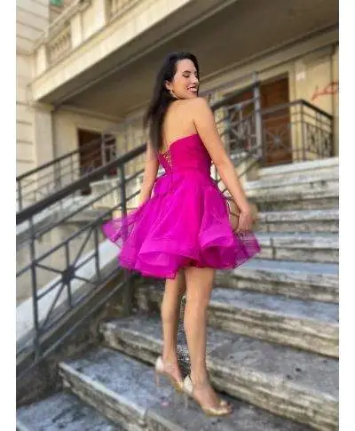 Vestito corto fuxia - In tulle