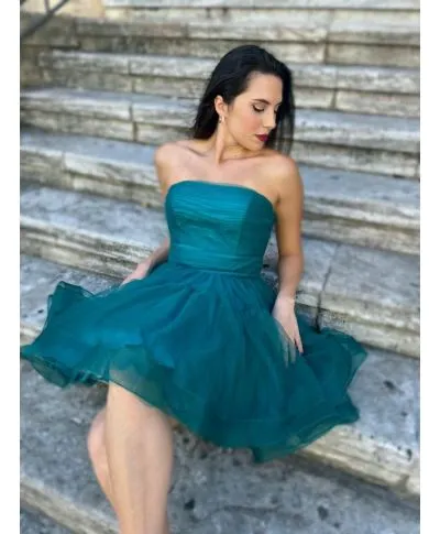 Vestito corto - Verde - In tulle