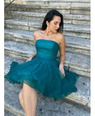 Vestito corto - Verde - In tulle