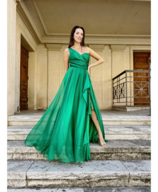 Vestito elegante da cerimonia - Verde. - Monospalla