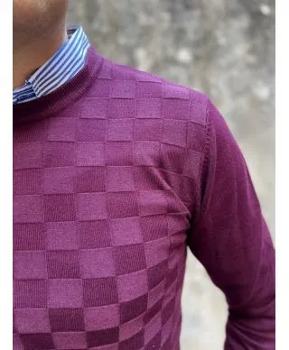 Maglione uomo, Bordeaux - Girocollo - Key Jey