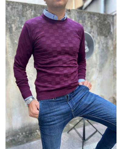 Maglione uomo, Bordeaux - Girocollo - Key Jey