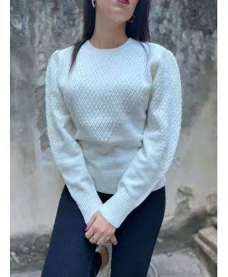 Maglione bianco - Girocollo - KeyJey