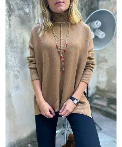 Maglione donna - Maxi pull cammello