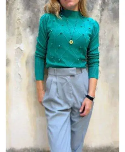 Maglioncino, verde - Girocollo - Key Jey