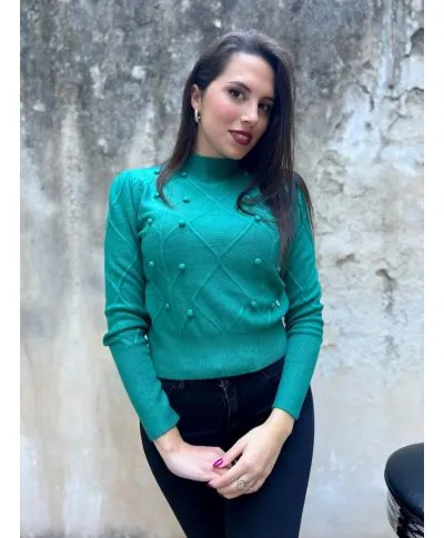 Maglioncino, verde - Girocollo - Key Jey