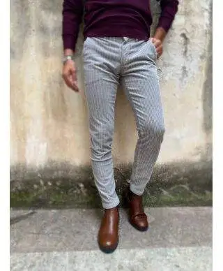 Pantaloni uomo in velluto - Grigio perla - Paul Miranda