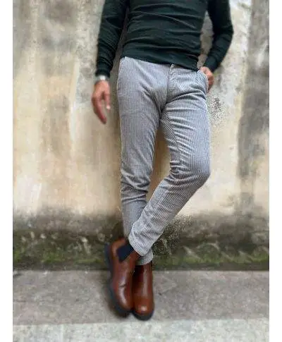 Pantaloni uomo in velluto - Grigio perla - Paul Miranda