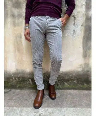 Pantaloni uomo in velluto - Grigio perla - Paul Miranda