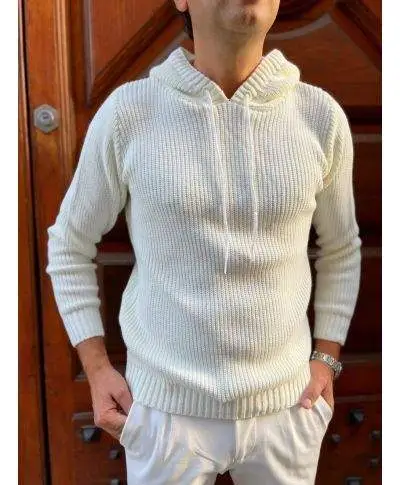 Maglione con cappuccio, bianco