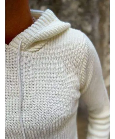 Maglione con cappuccio, bianco
