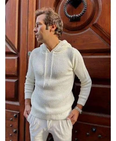 Maglione con cappuccio, bianco