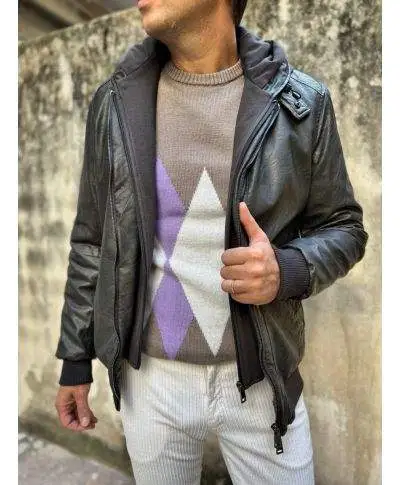 Giubbotto in ecopelle - Marrone - Con cappuccio