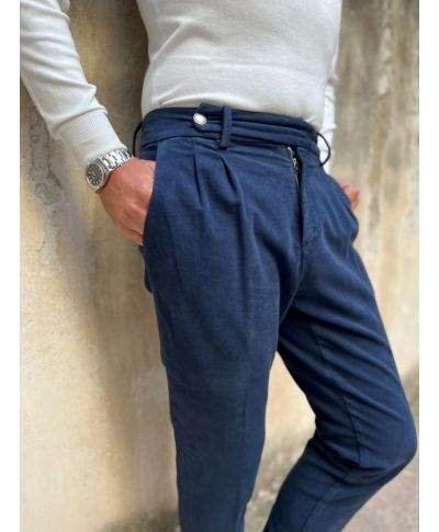 Pantaloni a vita alta, blu - Paul Miranda