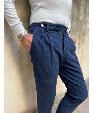Pantaloni a vita alta, blu - Paul Miranda