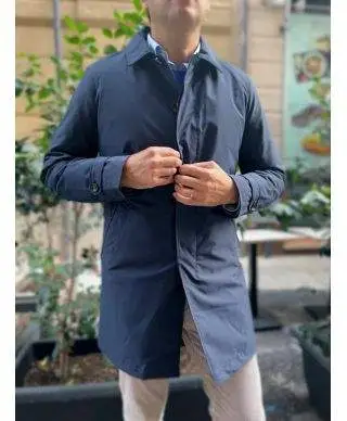 Trench uomo - Blu - Con fodera imbottita staccabile