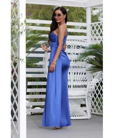 Vestito lungo elegante, monospalla - Blu