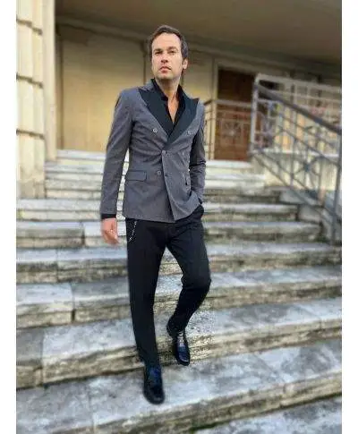 Giacca smoking - Doppiopetto - Grigia