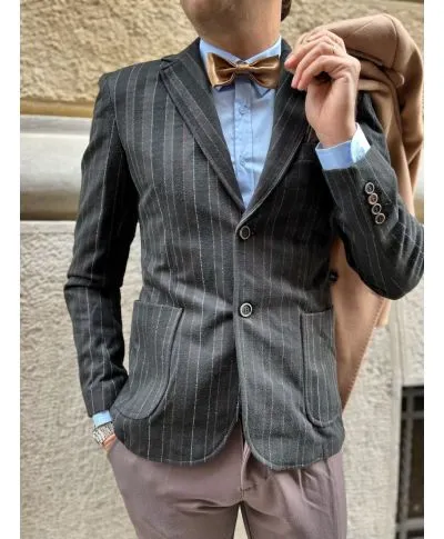 Giacca uomo - Gessata - Marrone