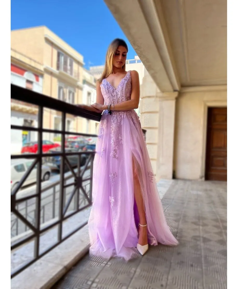 Abito Da Cerimonia Glicine Corpetto Decorato Diciottesimo