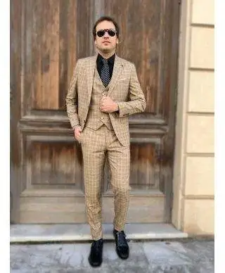 Abito uomo elegante - Beige - Con gilet