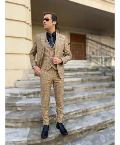 Abito uomo elegante - Beige - Con gilet