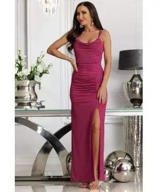 Abito a sirena - Magenta - Con spacco